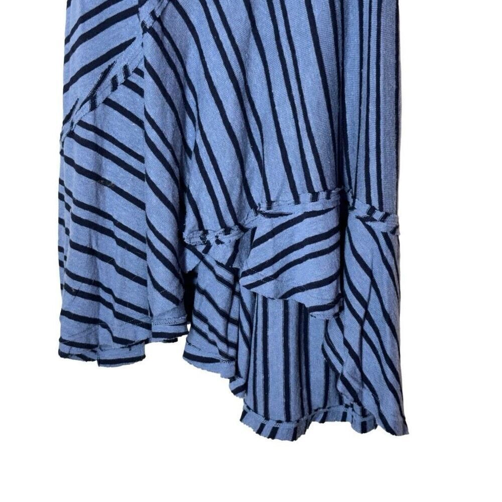 Free People Blue Striped Tunic Dress Between the Lines XS Flutter Ruffles Linen - Picture 14 of 16